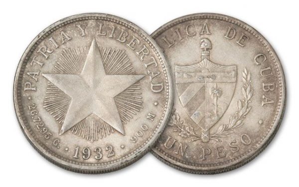 1932 1 Peso Cuba Silver Coin Ungraded KM# 15.9