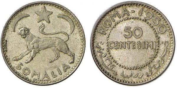 50 Centesimi di somalo 1950 Prova. Italy