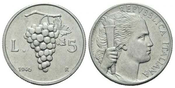 5 lira 1946. Grape. Italy