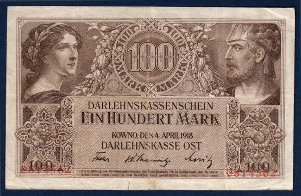 100 Marcs banknotes from Germany